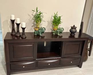 TV console and decor 