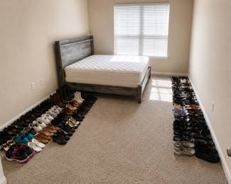Queen bedroom set and women’s shoes 