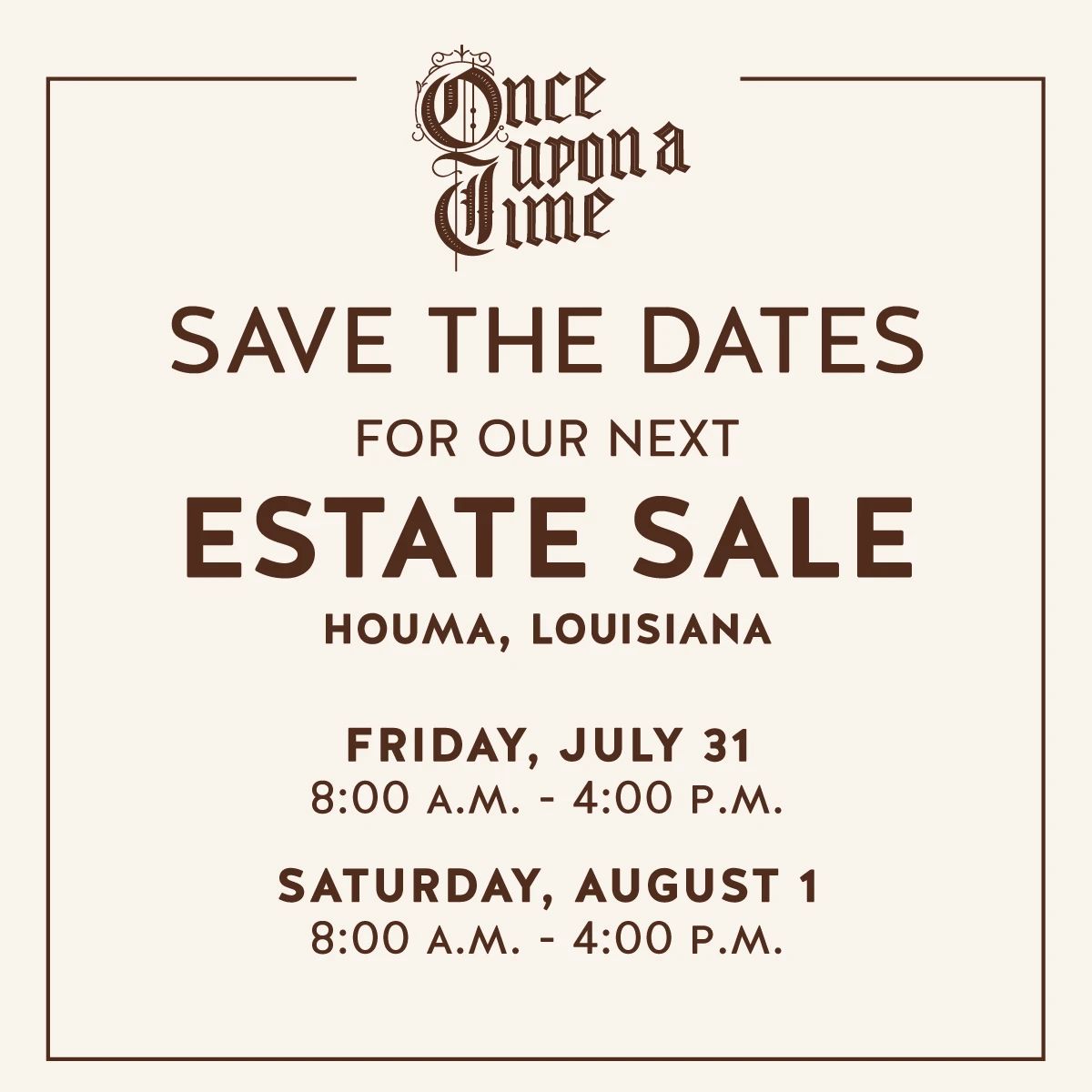 estate sales graphics sugarmill courtyard