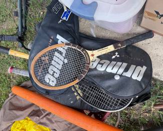     Vintage Prince tennis rackets, racket bag & sports equipment