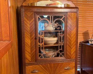 Mid-century modern China hutch with glass door