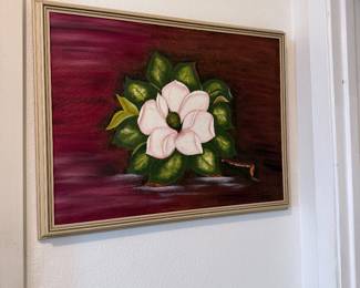 Hand unpainted magnolia print
