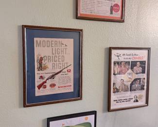     Framed vintage advertisements & prints