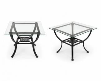 14 PairofGlassTopMetalEndSideTables