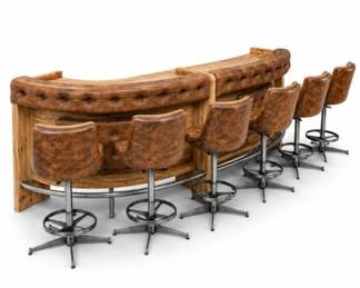 1 1970sVintageCurvedBar6SwivelStoolsEstValue34K