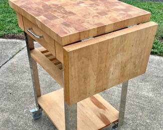 IKEA BEKVÄM Kitchen Cart with Butcher Block Top and Drop Leaf $65.00