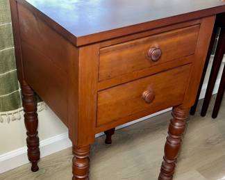 Antique Cherry 2 Drawer Sheraton Side/End Table $175.00