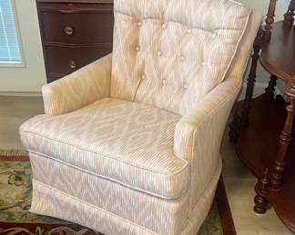 Vintage Upholstered Swivel Arm Chair $35.00