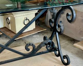 Wrought Iron Glass Top Console Table/Desk $65.00