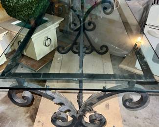 Wrought Iron Glass Top Console Table/Desk $65.00