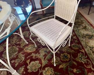 Shabby Chic Iron/Wicker/Glass Top Table 2 Chairs $125.00