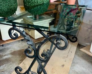 Wrought Iron Glass Top Console Table/Desk $65.00