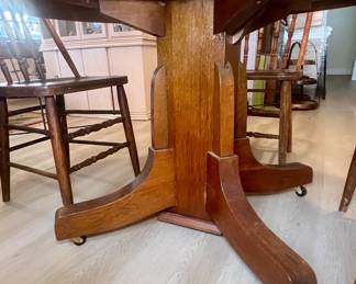 Antique Arts & Crafts Oak Table and 4 Oak Chairs $250.00