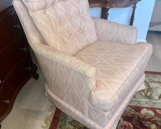 Vintage Upholstered Swivel Arm Chair $35.00