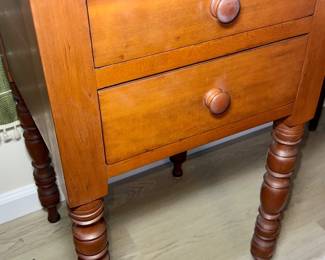 Antique Cherry 2 Drawer Sheraton Side/End Table $175.00