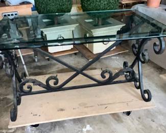 Wrought Iron Glass Top Console Table/Desk $65.00