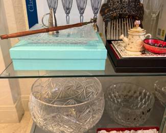 Tiffany and co. crystal plate and center bowl