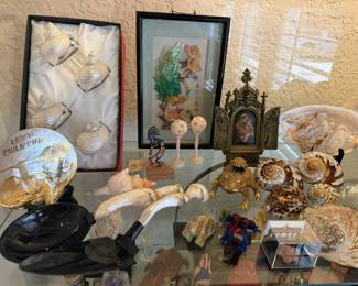 Neiman Marcus tableware, Gothic KPM icon plaque, and a piece of Berlin wall