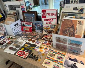 Large Collection of vintage Honda motorcycle advertising collectibles and items
