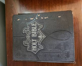 Holman Promoters’ Edition Parallel Bible, early 1900s. Authorized and Revised Versions in side‑by‑side columns. Heavy embossed cover, worn edges, solid binding. Value $35–$60.