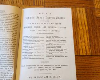 Dick's Common Sense Letter-Writer by William B. Dick, published by Dick & Fitzgerald of New York. Antique Victorian guide containing 360 social and business letter examples, including courtship, business correspondence, invitations, and more. A fascinating piece of 19th-century American history. Price: $35 plus shipping or local pickup.