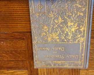 Antique Victorian devotional book published in 1884. Features an ornate gilt floral embossed hardcover with gold lettering and decorative binding. Clean interior pages with normal age-related wear. A beautiful collectible for antique book lovers, Victorian décor, or religious collections. Over 140 years old and in good antique condition. $25 Plus shipping or local pickup