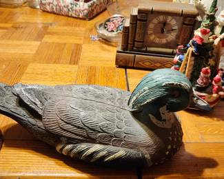 Vintage Hand-Carved Wooden Duck Decoy Description: Vintage hand-carved and hand-painted wooden duck decoy with detailed feather carving and classic weathered finish. A great piece for cabin, lodge, hunting, or rustic décor. Brand: Unknown (check the bottom for a maker's signature or stamp) Estimated Year: 1970–1990 Condition: Good vintage condition with natural paint wear consistent with age and use. Mid-Range Estate Value: $35 Facebook Marketplace: $40–60 eBay List Price: $59.99 + shipping  Buyer pays shipping or local pickup available.