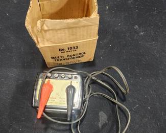 Vintage Lionel No. 1033 Multi-Control Transformer (1948-1953), 90-watt model in original factory box. Tested and working. Designed to power Lionel O and O-27 gauge trains and accessories. A highly collectible postwar Lionel accessory. Asking $125 plus actual shipping cost or local pickup available.