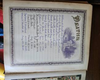 Self‑Pronouncing Bible Early 1900s Self‑Pronouncing King James Bible, embossed cover, clean pages, strong binding. Includes family record entries (1915–1921). Antique Bible in good condition. Value $25–$45.