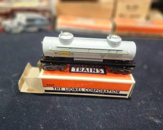 EstateSales.net Description  1954-1957 Lionel No. 6465 Sunoco Two-Dome Tank Car – Postwar O Gauge. New Old Stock and estate fresh in its original Lionel factory box. Collector-grade example featuring the iconic Sunoco graphics and exceptional original finish. A highly sought-after postwar Lionel freight car for serious collectors. $275 plus actual shipping costs or local pickup available.