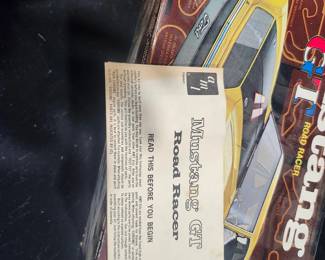 Vintage AMT 1/25 Mustang GT Road Racer plastic model kit (circa 1983-84). New Old Stock in original box. Never assembled and collector owned. Features authentic racing decals and detailed parts. Excellent addition to any Mustang or model kit collection. $79 plus actual shipping cost or local pickup available.