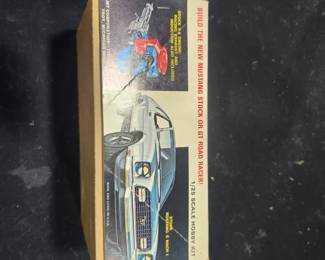 Vintage AMT 1/25 Mustang GT Road Racer plastic model kit (circa 1983-84). New Old Stock in original box. Never assembled and collector owned. Features authentic racing decals and detailed parts. Excellent addition to any Mustang or model kit collection. $79 plus actual shipping cost or local pickup available.