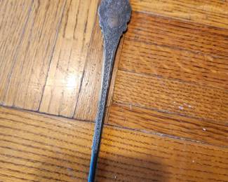 Vintage metal letter openers sold as a group. Includes ornate designs, figural handles, Norway marked piece, lion motif, and decorative blades. Mixed metals, all with detailed craftsmanship. Condition as shown. Buyer pays shipping or local pick up. Price $25 for the group.