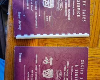 Vintage Sussex Sales & Service Ford Dealer Manuals (2) – Sussex, New Jersey  Original vintage owner/service manuals from Sussex Sales & Service, an authorized Ford/Lincoln-Mercury dealer located on Route 23 in Sussex, New Jersey. These manuals feature the dealership's original imprint and were provided with new vehicle purchases. Great collectible for Ford enthusiasts, local New Jersey history collectors, automobilia collectors, or vintage dealership memorabilia.  Manufacturer: Ford Motor Company / Sussex Sales & Service Dealer Approximate Year: 1950s–1960s (estimate based on dealer branding and printing style) Condition: Good vintage condition with expected wear from age and use. Pages appear intact with original dealer covers. Quantity: Two manuals. Suggested Price Quick Sale: $10–15 each