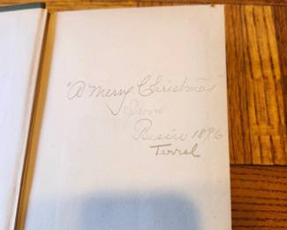 Antique decorative gift edition of Early Poems by James Russell Lowell, published by Wilmore-Andrews Publishing Co., New York. Features an attractive floral embossed cover and an original handwritten Christmas inscription dated 1896. A wonderful example of late 19th-century American literary publishing and an excellent addition to any antique book collection or decorative library.  Price: $35 plus shipping or local pickup.