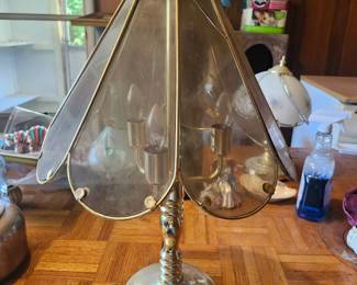 Vintage Milk Glass Hurricane Electric Table Lamp – Cast Iron Base  Price: $50  Beautiful vintage electric hurricane table lamp with embossed white milk glass shade and font, ornate cast iron base, and clear glass chimney. A classic Victorian-style accent perfect for farmhouse, cottage, or traditional décor.  Condition: Good vintage condition with light age-related wear. Includes chimney. Wiring appears intact but should be inspected before use.  Estimated Value:  Estate Sale: $50 Online: $65–100 Antique Shop: $95–150  Buyer pays shipping or local pickup available.