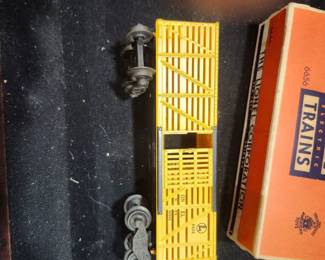 Vintage Lionel Postwar O Gauge Yellow Stock Car (1950s) – Original Lionel box included. Estate fresh and in excellent collector condition with bright original color and sliding doors. A great addition to any Lionel postwar train collection.  Price: $125 plus actual shipping costs, or local pickup available.  Serious inquiries only.