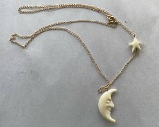 Sun and Star Charms on 14k Gold Necklace