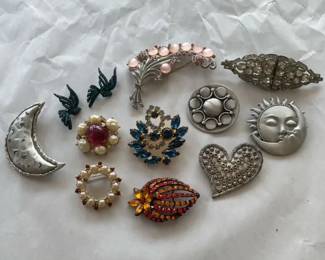Costume Brooches with Norwegian Florenza and JJ Pins