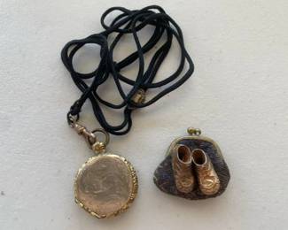 Double Sided Locket with Miniature Metal Moccasins