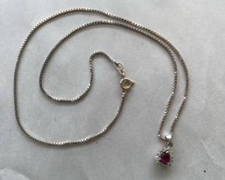 Ruby and Diamond Pendant on Chain