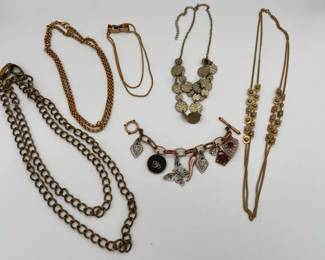 Lucky Brand Gold and Brass Toned Costume Necklaces and Charm Bracelet