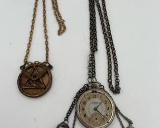 Ingersoll Buck Pocket Watch and The Phoenix Replica Necklace
