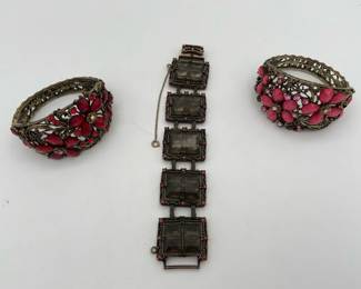 Bohemian Style Bracelets Inc Vintage Sarah Coventry and Two Rhinestone Hinge