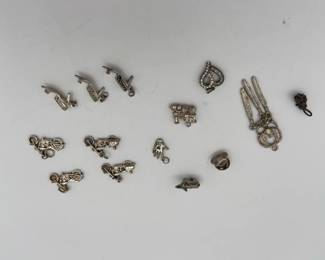 Silver Heart Pendant w Misc Lot Of Jewelry Charms Inc Coffee Pin Motorcycles Heels Etc