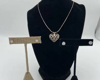 925 Sterling Silver Chain 925 Sterling Silver Earrings With Vintage Avon Pendant