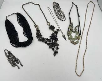 Black Silver Toned Beaded Costume Jewelry