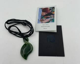 New Zealand Carved Pounamu Jade Twist Pendant Necklace