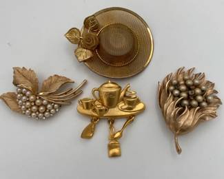 Trafari JJ And Others Gold Tone Broaches