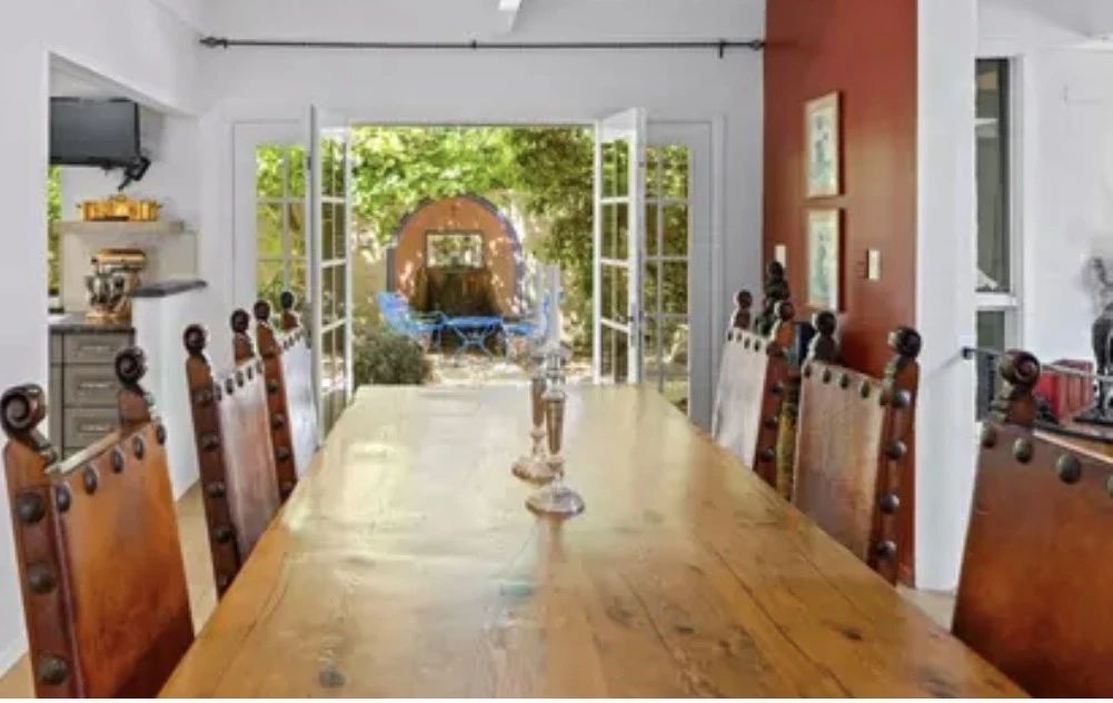 Dining Table Six Leather Chairs
